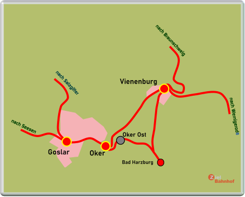 Goslar Oker Vienenburg Bad Harzburg Oker Ost nach Seesen nach Salzgitter nach Braunschweig nach Wernigerode