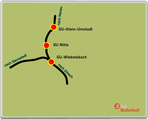 GU-Wiebelsbach GU-Klein-Umstadt GU Mitte nach Erbach nach Darmstadt nach Hanau